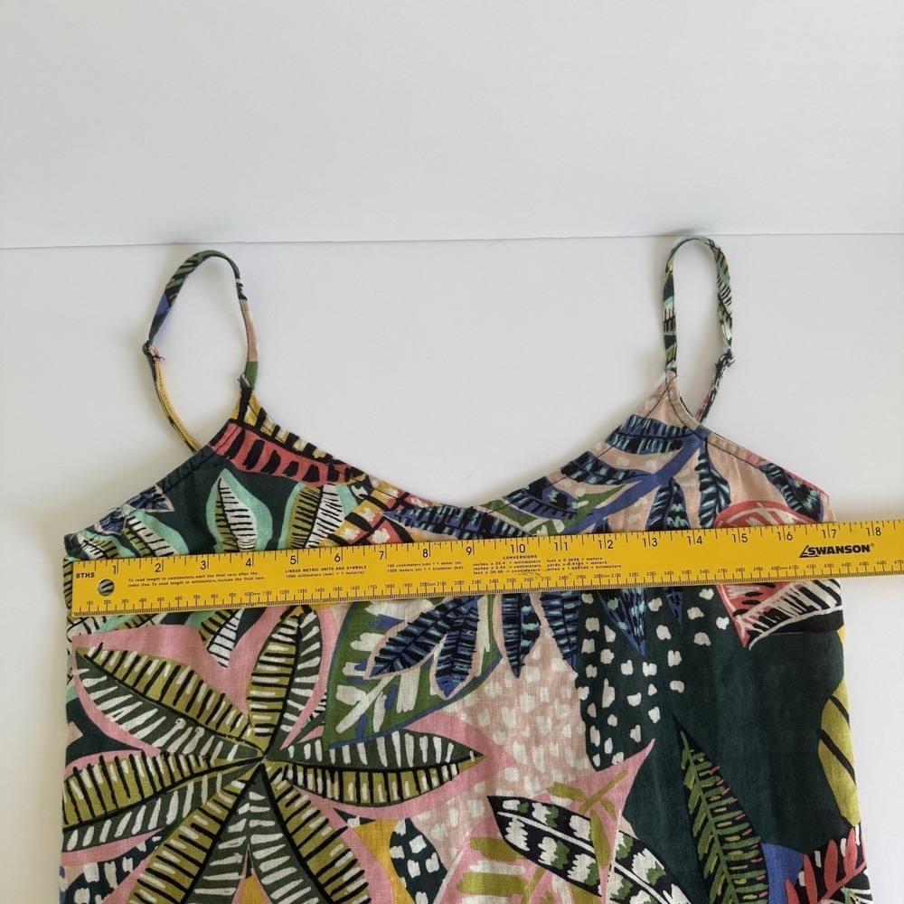 Cynthia Rowley Dress Size 8 Tropical Beach Vacation Resort 100% Linen Cami Slit - Picture 6 of 8